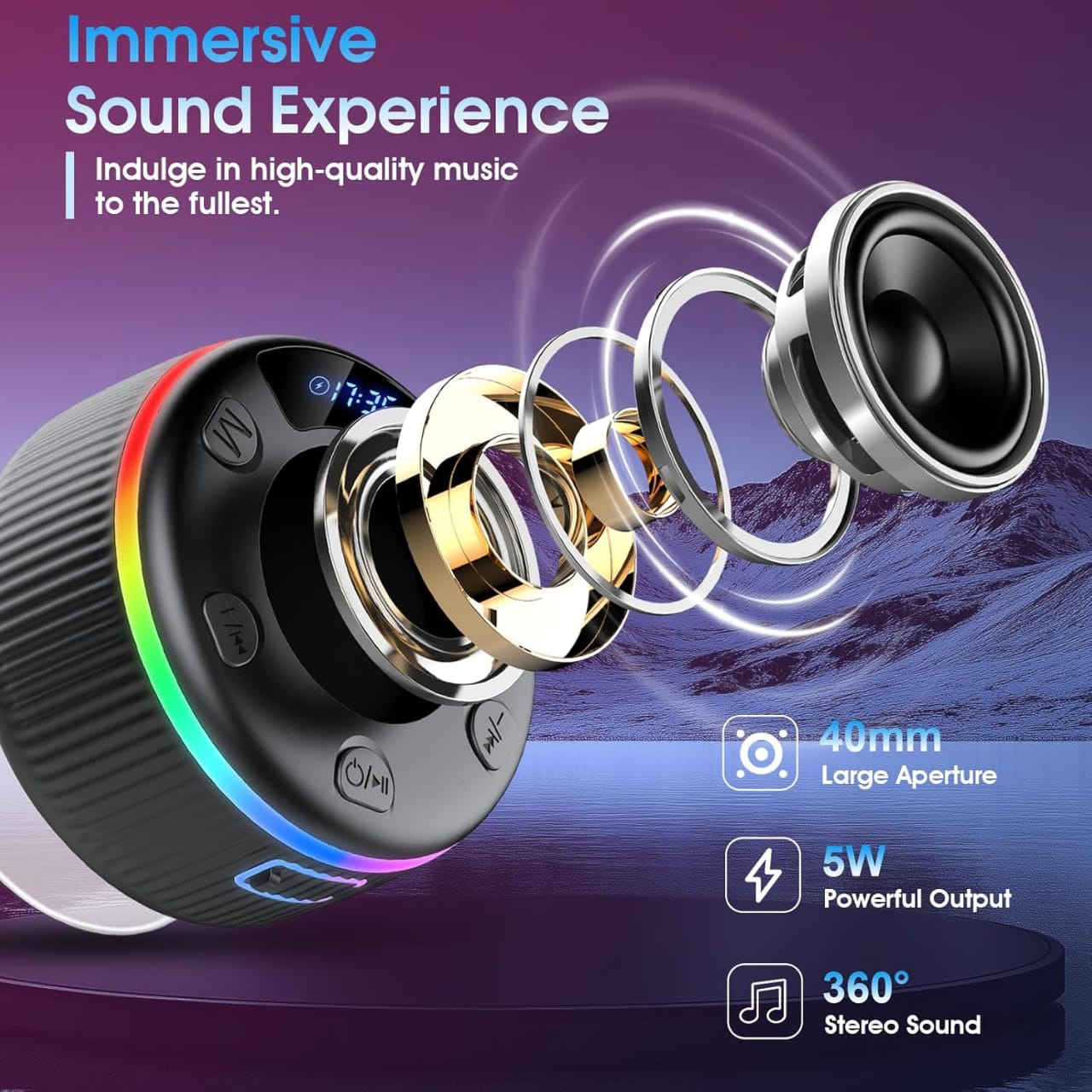 Bluetooth Shower Speaker Waterproof Suction USB Rechargeable Speakers with Led Light Portable Ipx4 Wireless LED Pocket Gadget