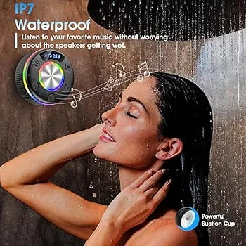 Bluetooth Shower Speaker Waterproof Suction USB Rechargeable Speakers with Led Light Portable Ipx4 Wireless LED Pocket Gadget